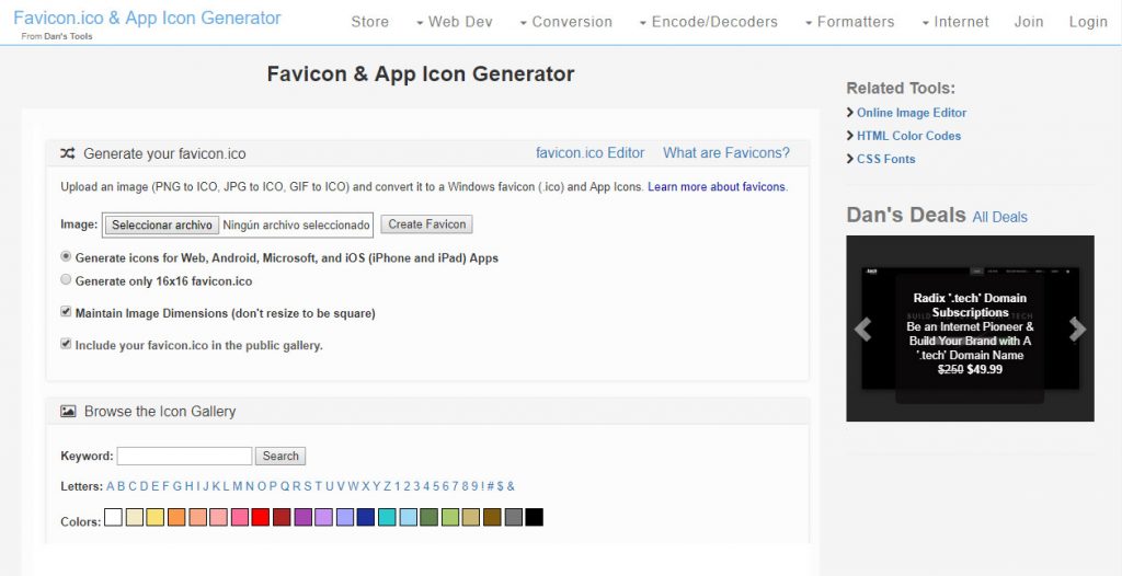 Favicon Generator. Crear favicon online