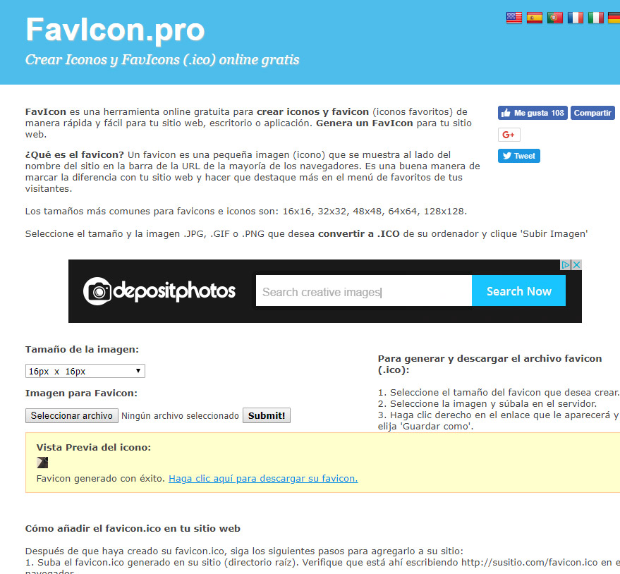 Favicon.pro Crear favicon online
